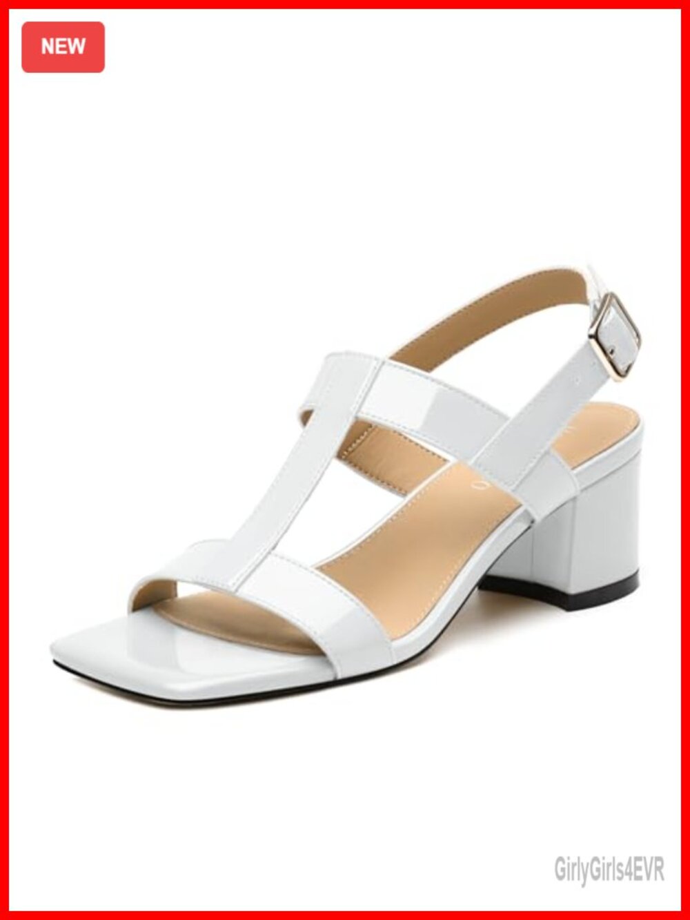 MODENCOCO Strappy Heeled Sandals Chunky 2 Inch Slingback Square Open Toe Faux
